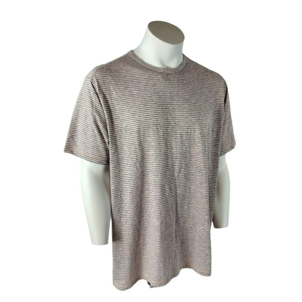 ROWM Coral and Blue Striped Henley TShirt Mens Size XL Soft Knit New Designer